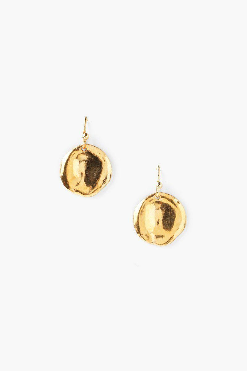 Yellow Gold Coin Drop Earrings Earrings